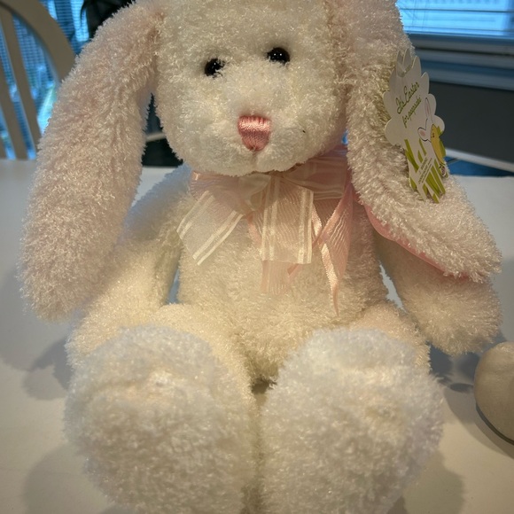 ADORABLE PLUSH EASTER TRIO, WHITE & YELLOW BUNNIES & PINK LAMB - Picture 2 of 8